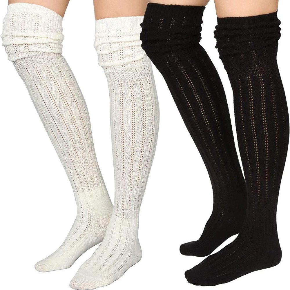 Over The Knee Slouch Socks Boot Socks Slouchy Socks Knee Socks 2 Pair - Picture 2 of 12